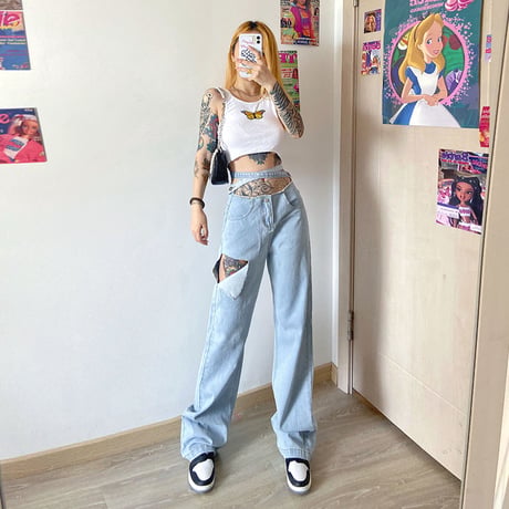 2色 Ripped Denim Pants
