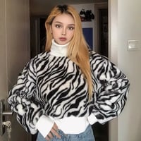 High neck Zebra セーター