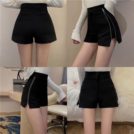 Side Zipper Short Pants