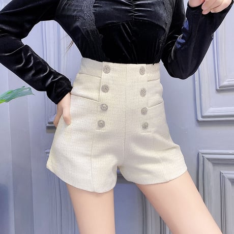 ハイウエスト ツイードパンツ