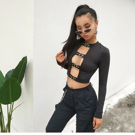 Sexy Cut Out Tie me up トップス