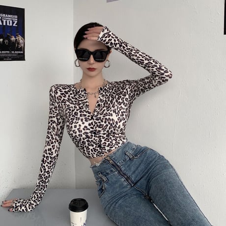 Leopard ボタンダウン Top