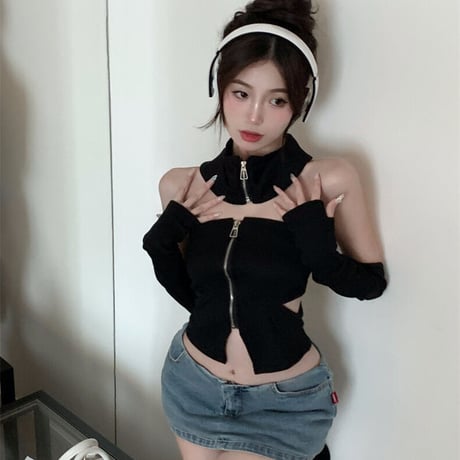 2色 Stylish Top Black White