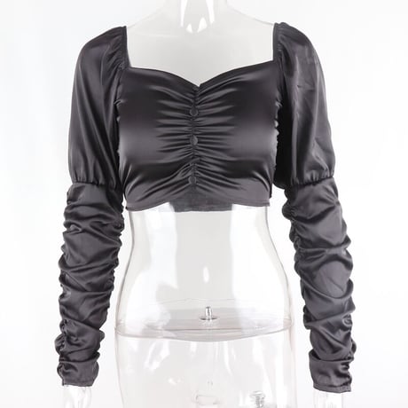サテン ギャザー Top
