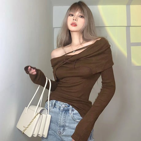 3色 オフショルダー Top