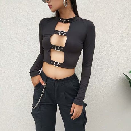 Sexy Cut Out Tie me up トップス