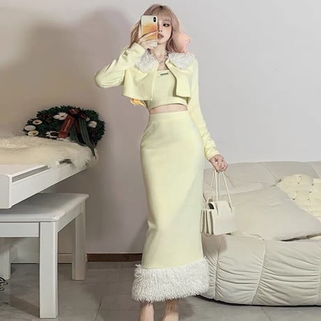 2色 Fluffy two-piece 上下セット