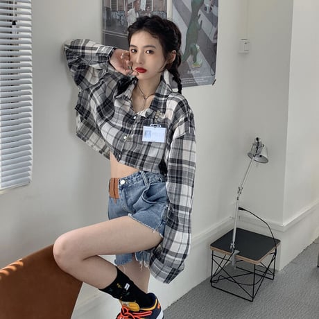Cropped Plaid シャツ