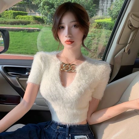 2色 Big Chain Fluffy Top