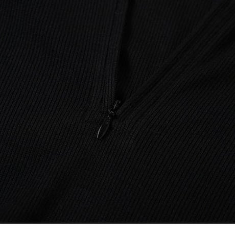 Vネック Zipper ワンピース ドレス