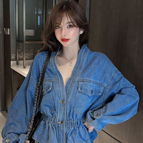V neck Denim Jacket