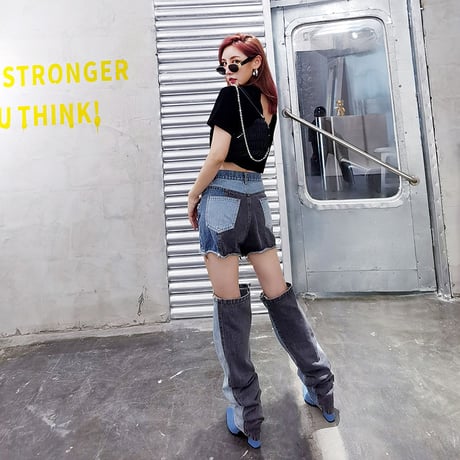 Patch-work Separated Denim Pants