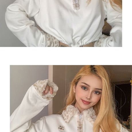 ファー付き ハーフジップ Top