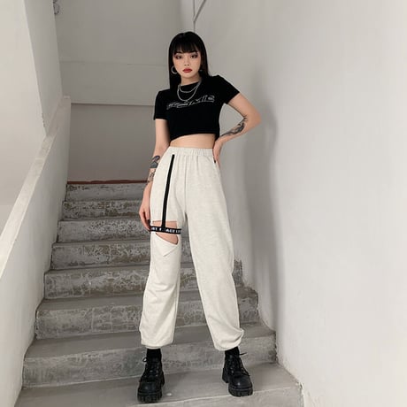 Patch-work Cut out Pants