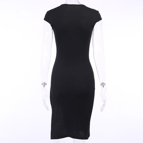 3色 Side Slit One-Piece Dress
