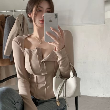 5色 ボタンダウン sexy Top