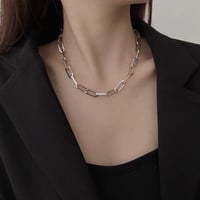 2色 スクエア チェーン ネックレス