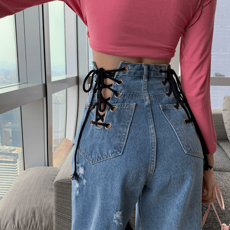 ダブルレースアップ Denim Pants