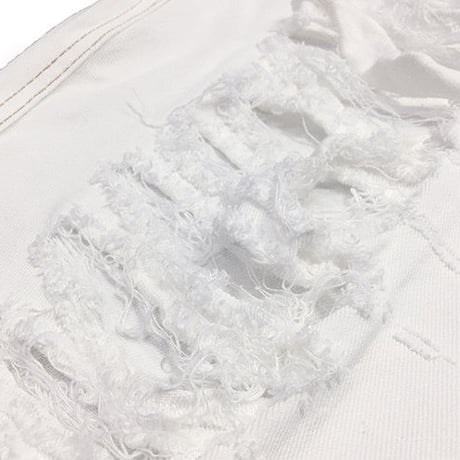 Damaged cut out White Denim Pants