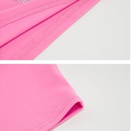 2色 Black & Pink ラインストーン Butterfly Top