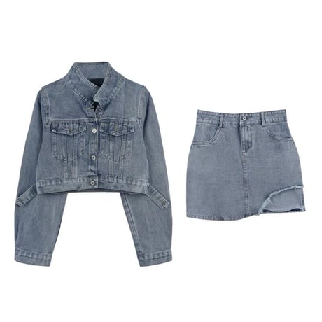 Denim Jacket Skirt Sets