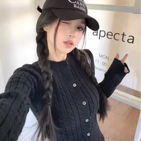 2色 ボタンダウン ニット
