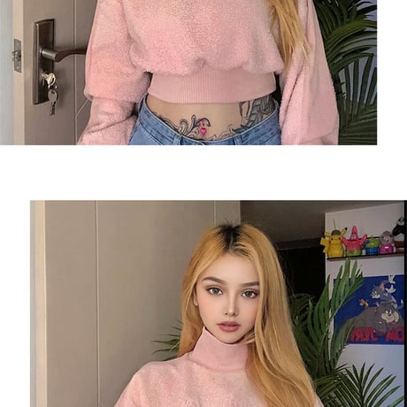 Pinky パイル ハイネック Top