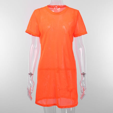 2色 Colorful Mesh ワンピース ドレス
