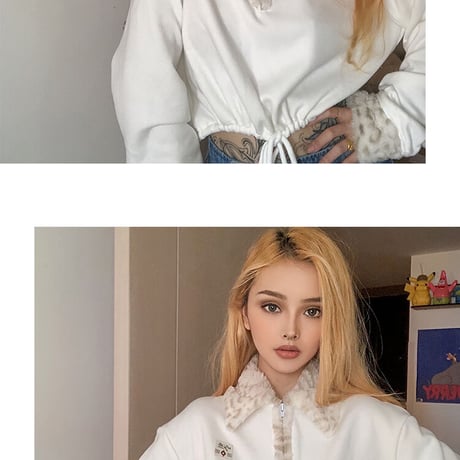 ファー付き ハーフジップ Top