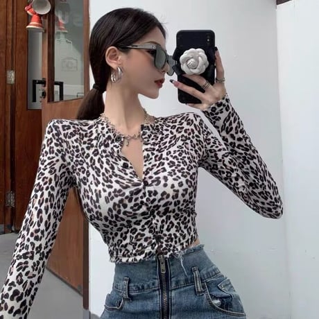 Leopard ボタンダウン Top