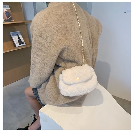 3色 もこもこ チェーンショルダーバッグ