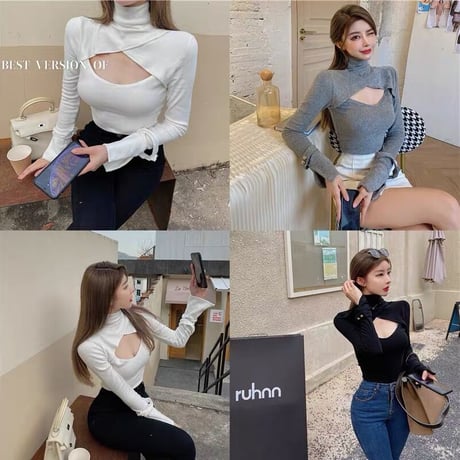 3色 Cut out Sexy Top