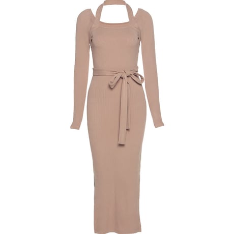 2色 Knit Long Dress One-piece