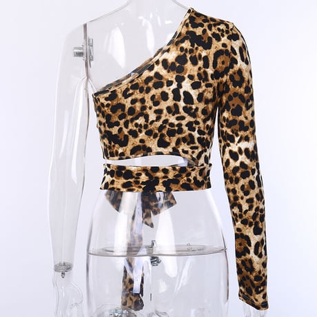 Half shoulder  Leopard Cut Top