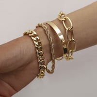 4連 GOLD & SILVER ブレスレット Set