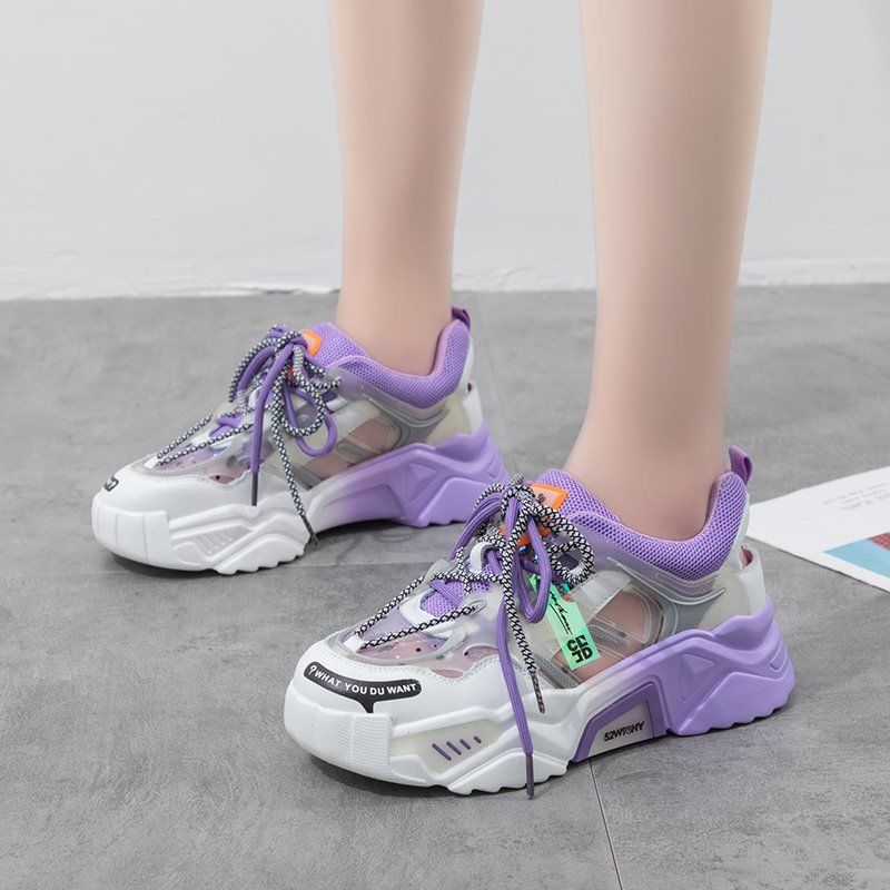 ハニーフラット❤️ Purple シースルー プラットフォーム スニーカー | PLASTIC BUNNY