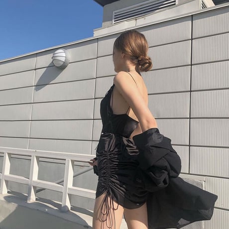 2色 サテン Dress
