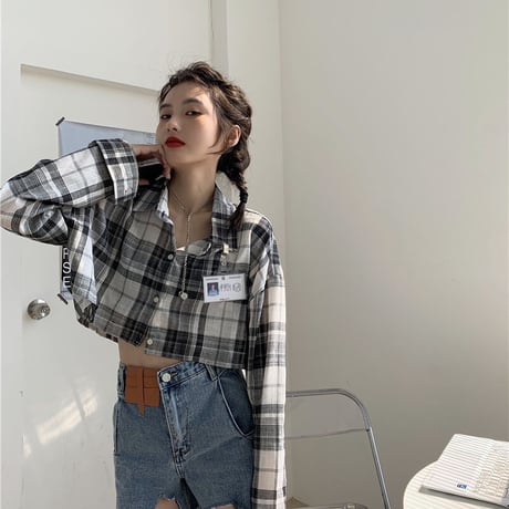 Cropped Plaid シャツ