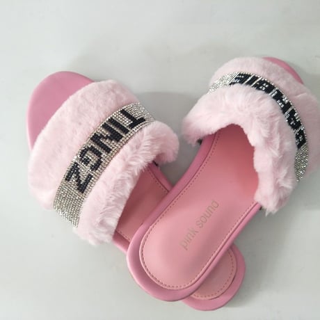 2色 Fluffy ラインストーン Slide