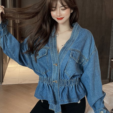 V neck Denim Jacket