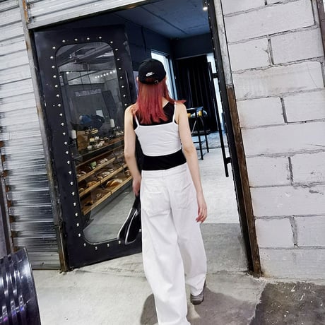 Damaged cut out White Denim Pants
