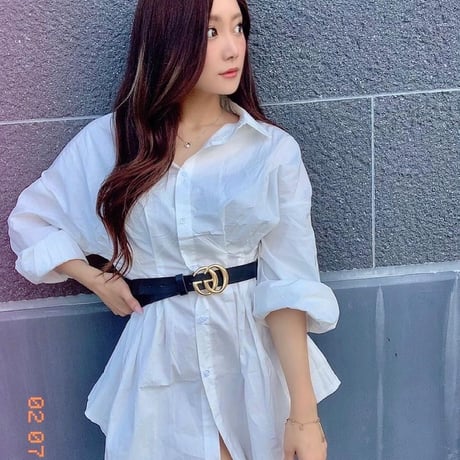 4色 シャツ ドレス Dress One-piece