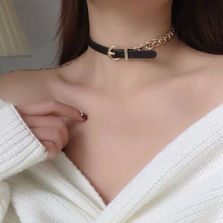 Leather & Chain チョーカー