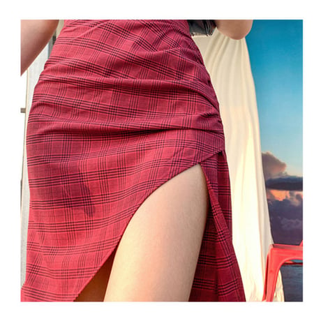 アシンメトリー Plaid スカート