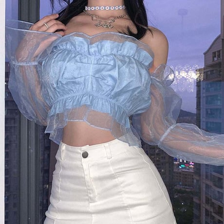 Bubble Puff Sheer Top