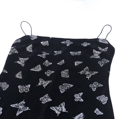 Dark Butterfly Side Slit ロング ドレス