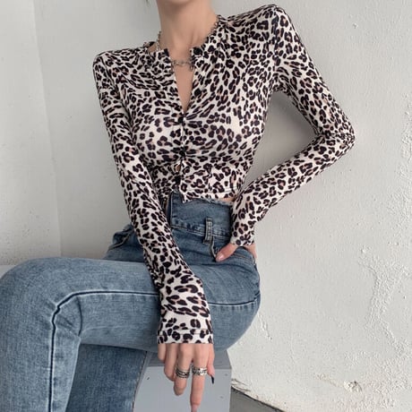 Leopard ボタンダウン Top