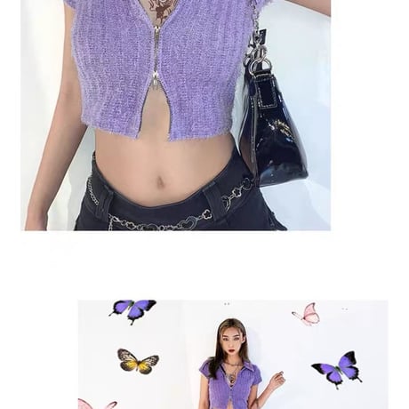 Fuzzy Butterfly ジップアップ Top