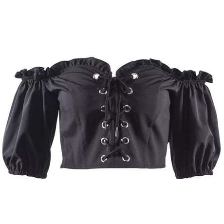 2色 Lace Up オフショルダーTop