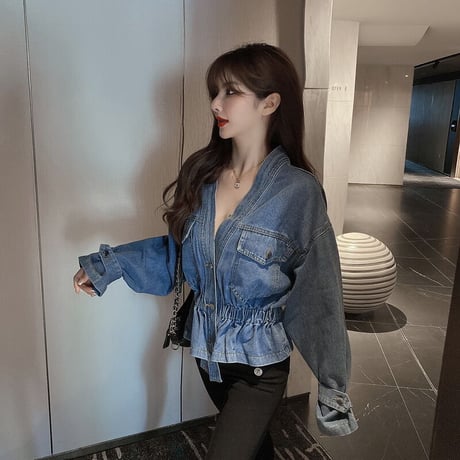 V neck Denim Jacket